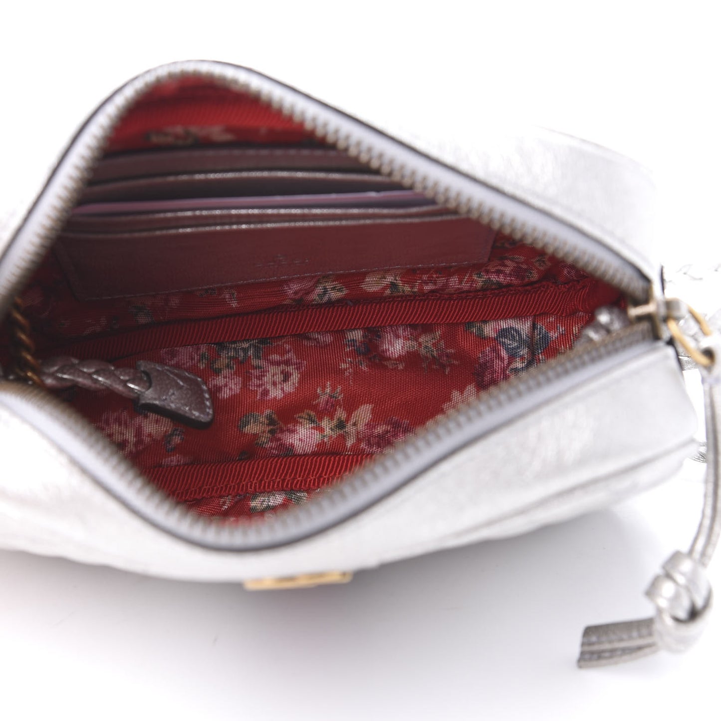 Laminated Nappa Web Trapuntata Mini GG Shoulder Bag Argento