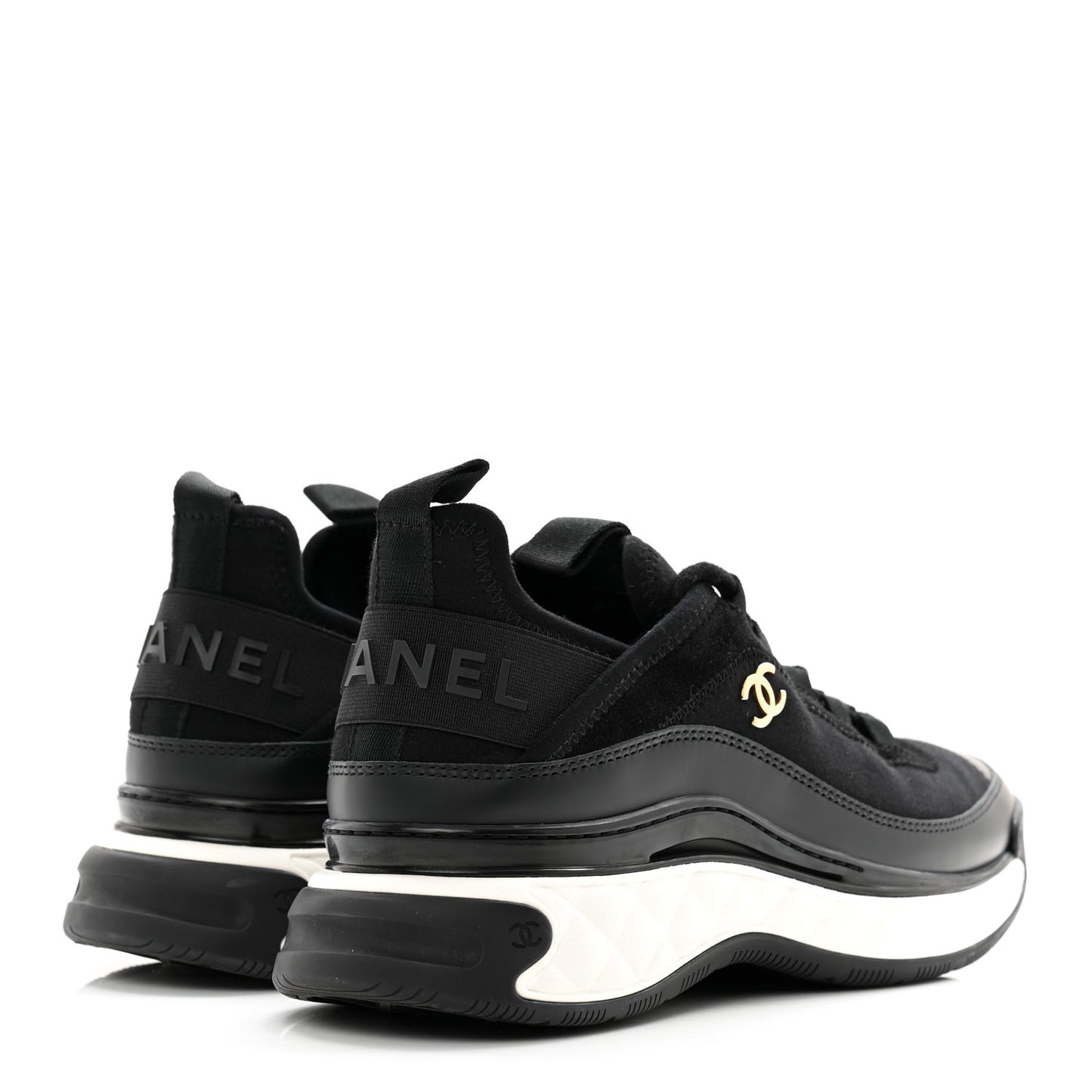 Velvet Calfskin Mixed Fibers CC Sneakers 37 Black