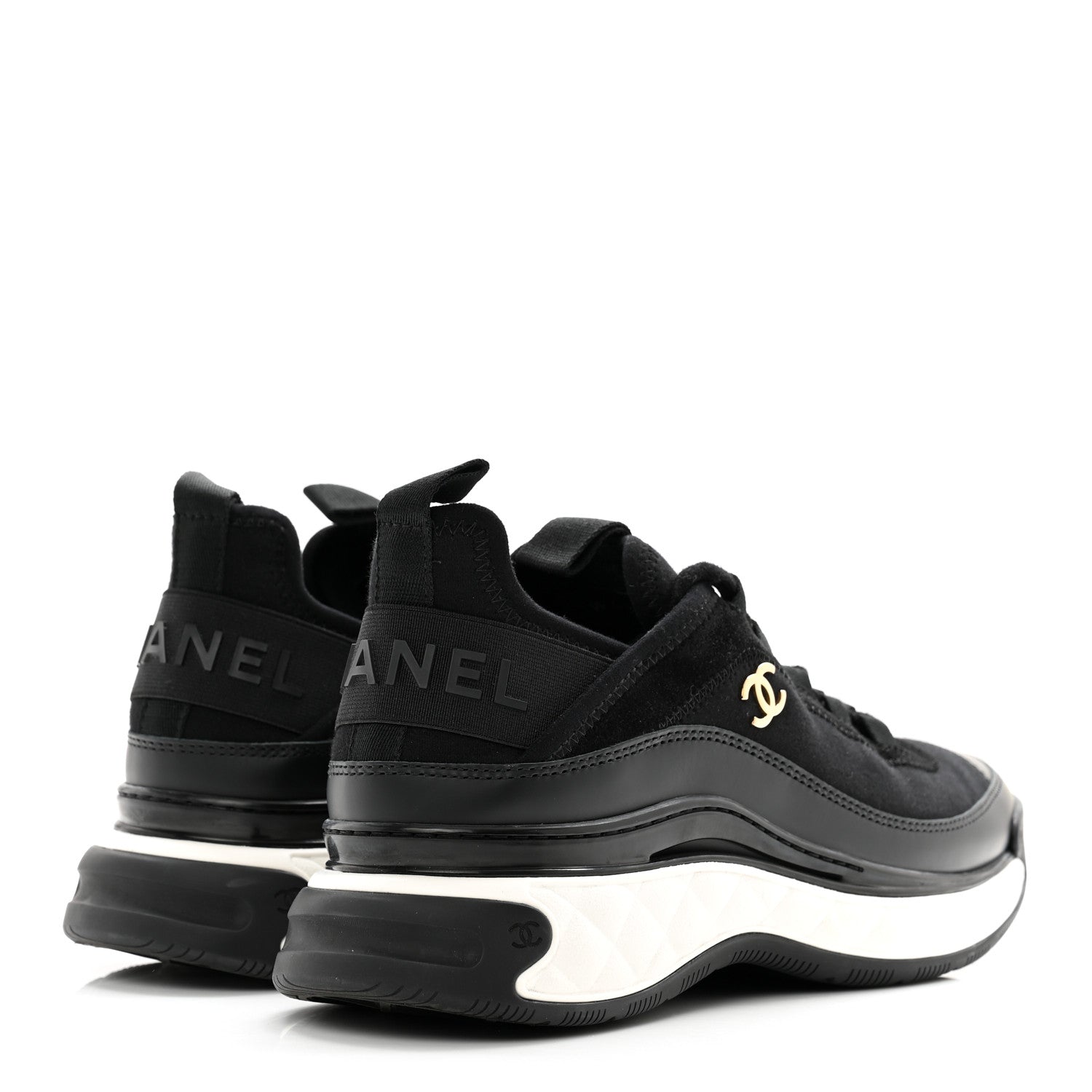 Chanel Velvet Calfskin Mixed Fibers CC Sneakers 37 Black 5 of 9