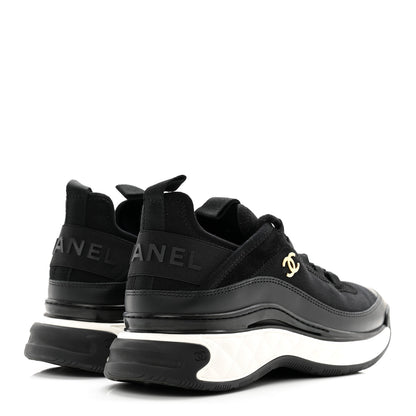 Chanel Velvet Calfskin Mixed Fibers CC Sneakers 37 Black 5 of 9