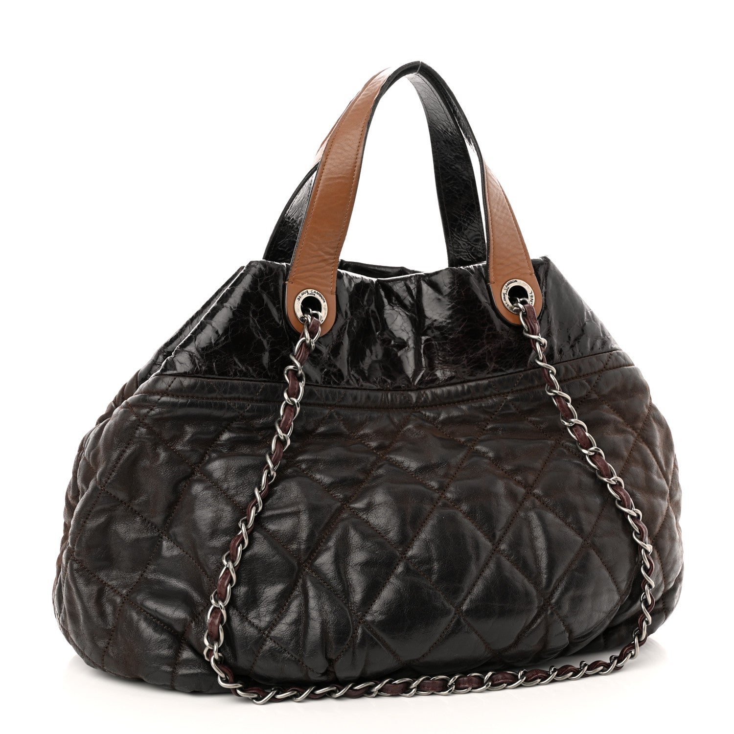 Chanel Iridescent Calfskin Quilted Large In The Mix Tote Dark Brown 3 of 12