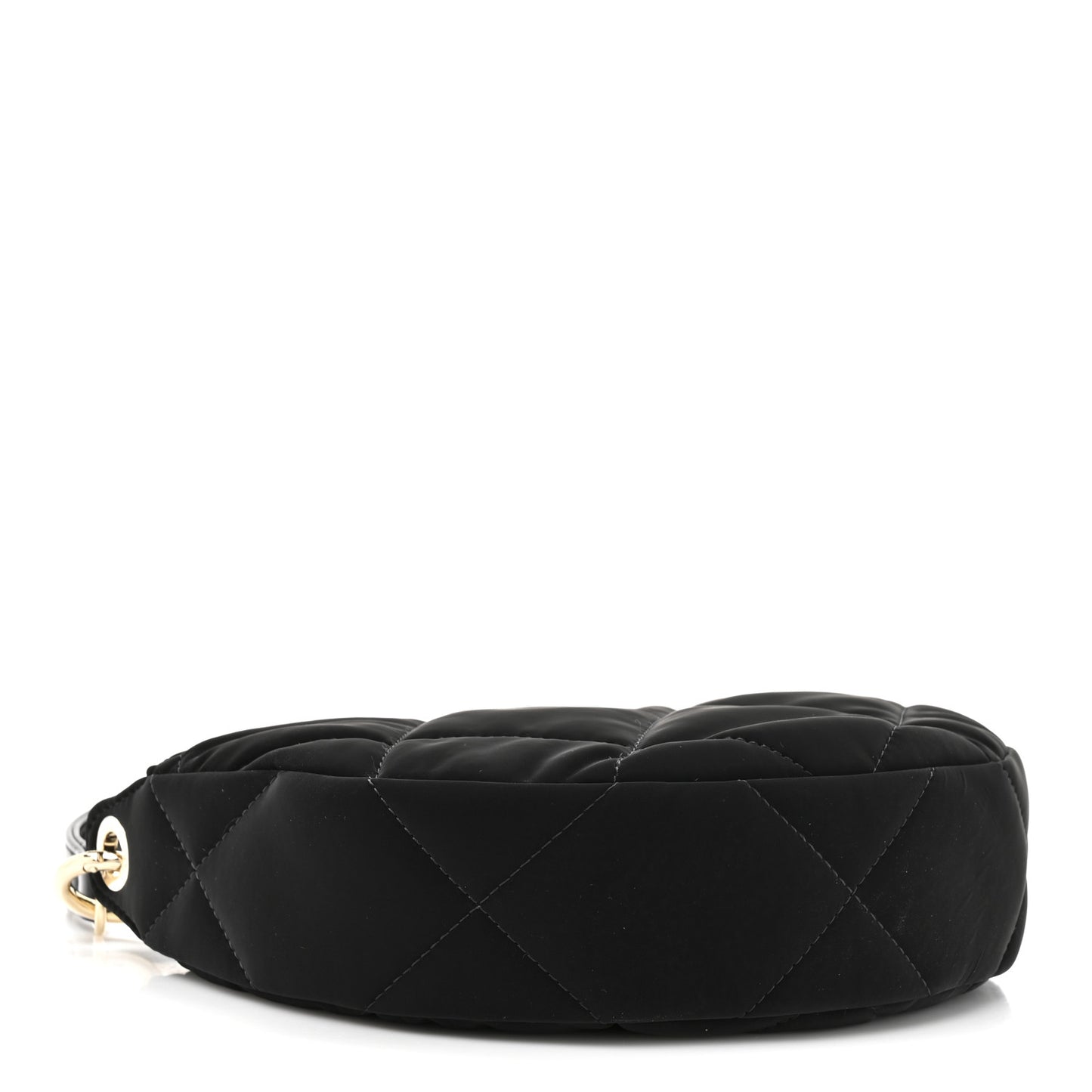 Velvet Effect Nylon Shiny Crumpled Calfskin Coco Neige Quilted Clutch With Chain Black
