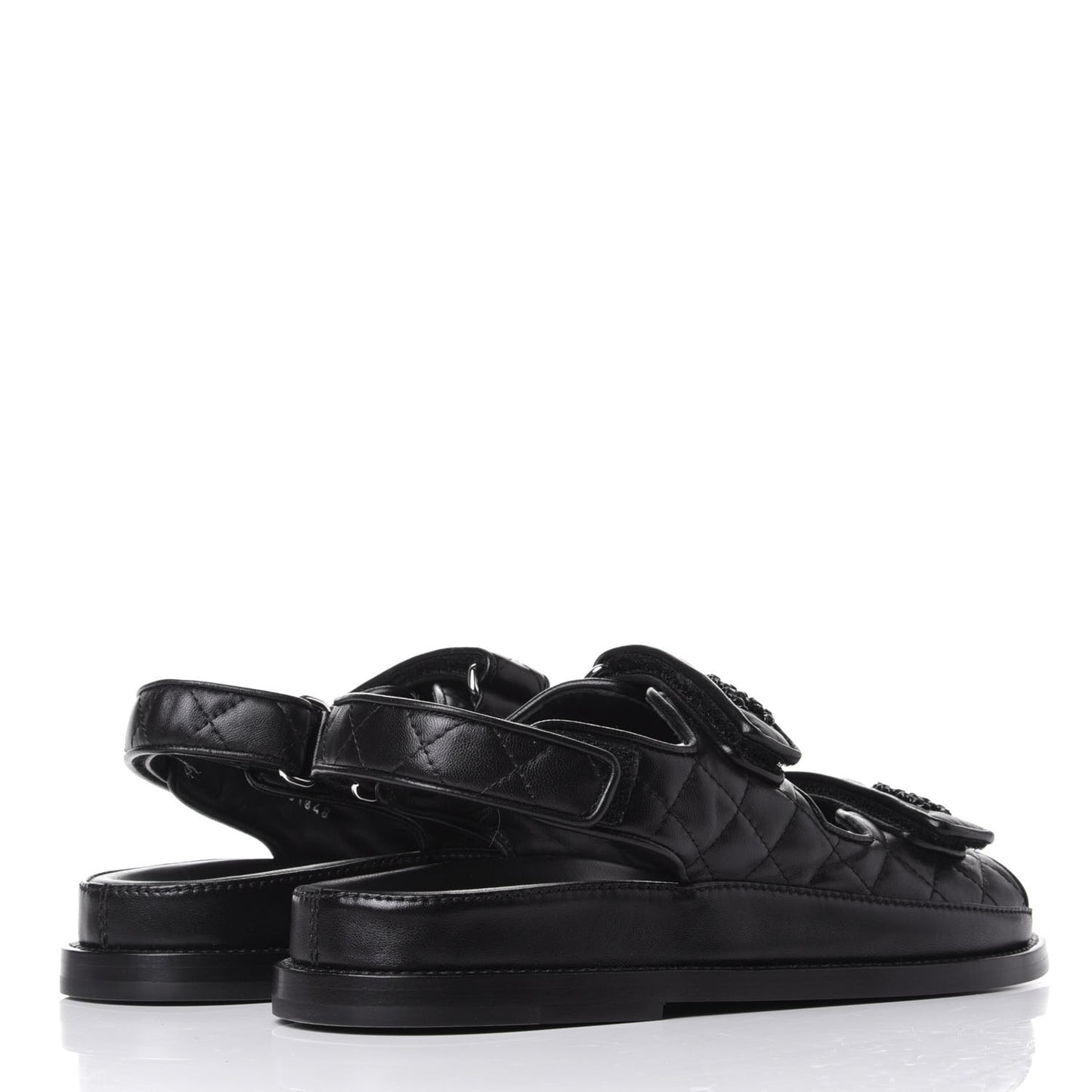 Lambskin Velcro Dad Sandals 37.5 Black