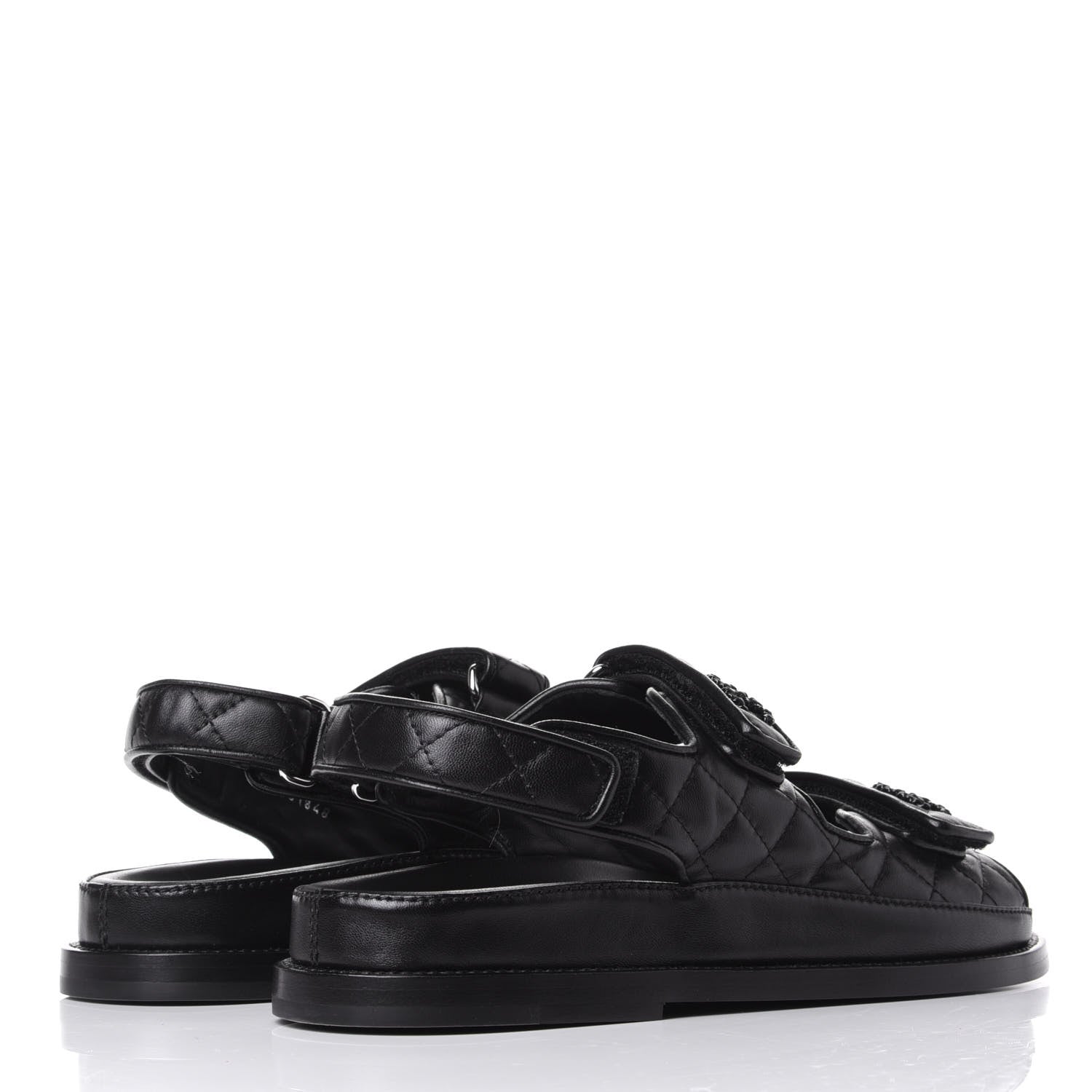 Chanel Lambskin Velcro Dad Sandals 37.5 Black 4 of 11