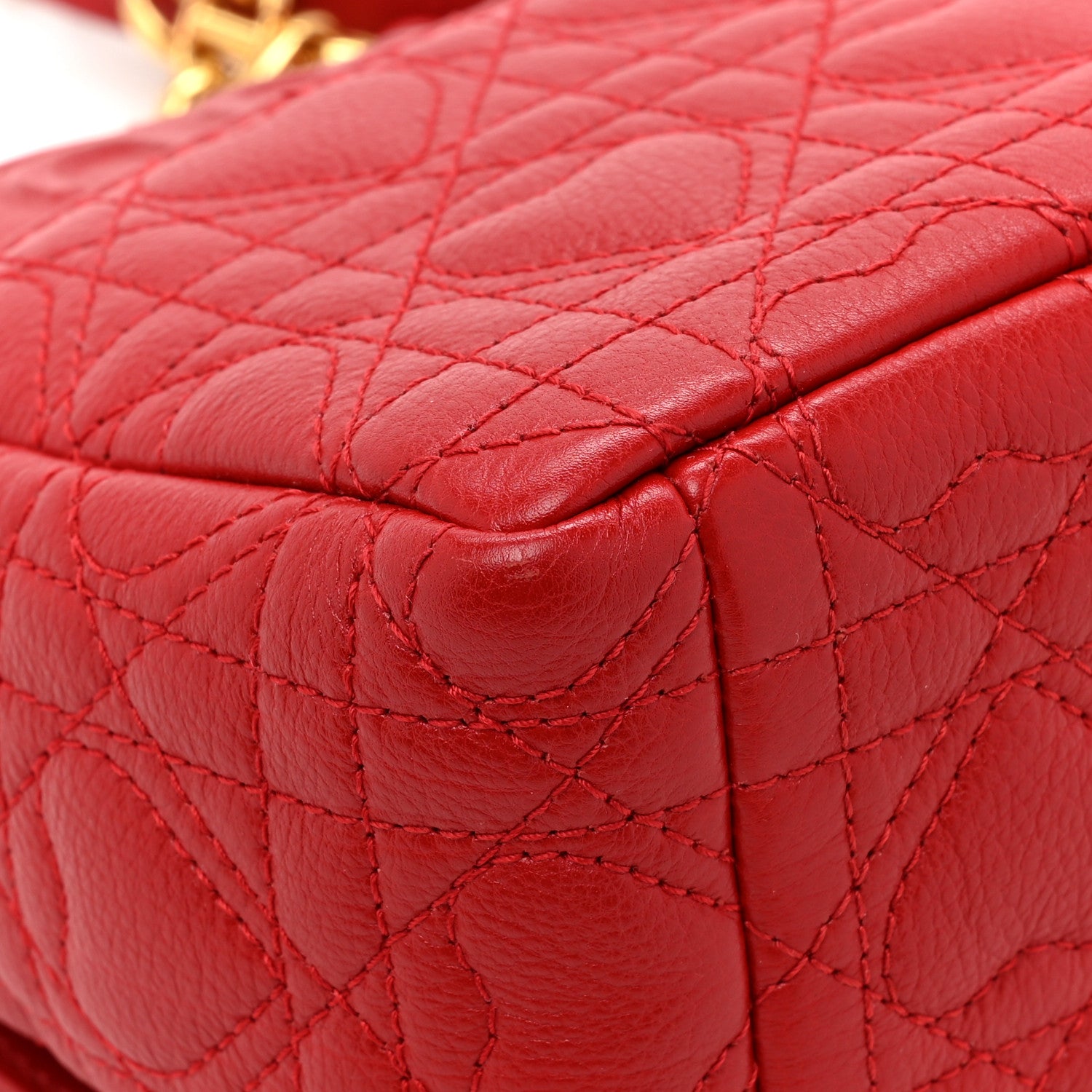 Christian Dior Calfskin Cannage Dioramour Caro Bag Bright Red 14 of 16