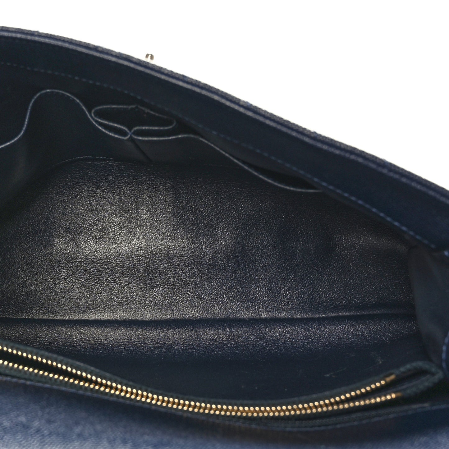 Caviar Chevron Quilted Medium Coco Handle Flap Navy Blue