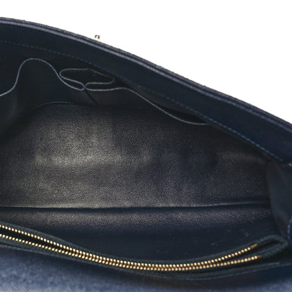 Chanel Caviar Chevron Quilted Medium Coco Handle Flap Navy Blue 5 of 9