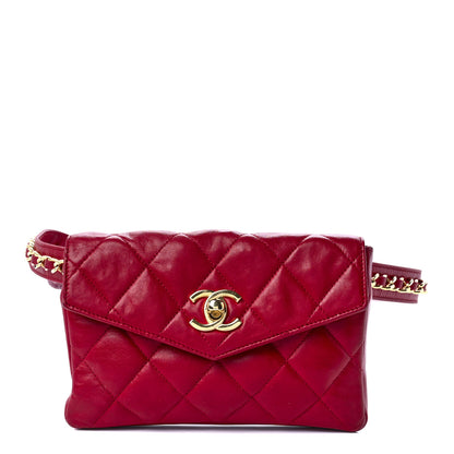 Chanel Lambskin Quilted Flap Waist Belt Bag 75 30 Red 1 of 14