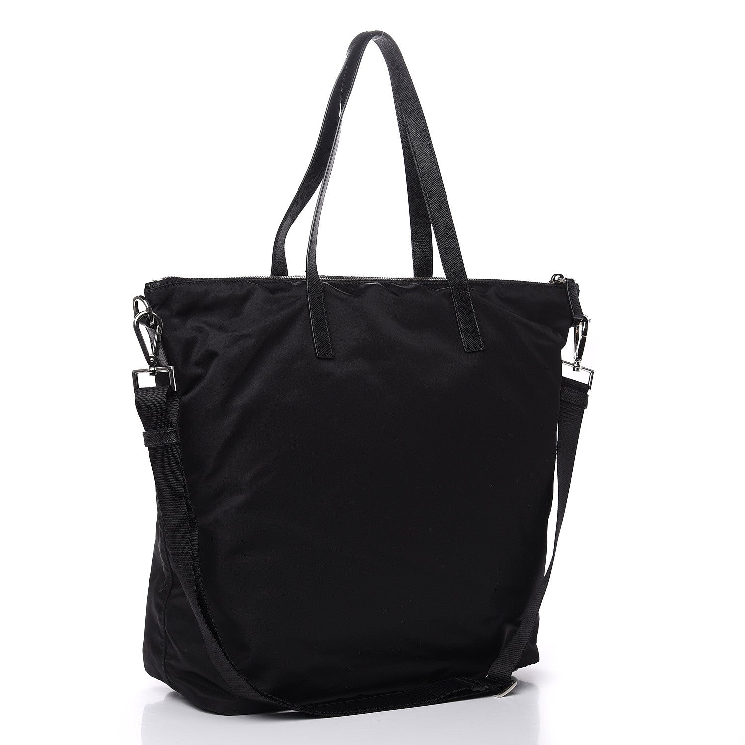 Prada Tessuto Nylon Saffiano Vela Shopping Tote Black 3 of 9