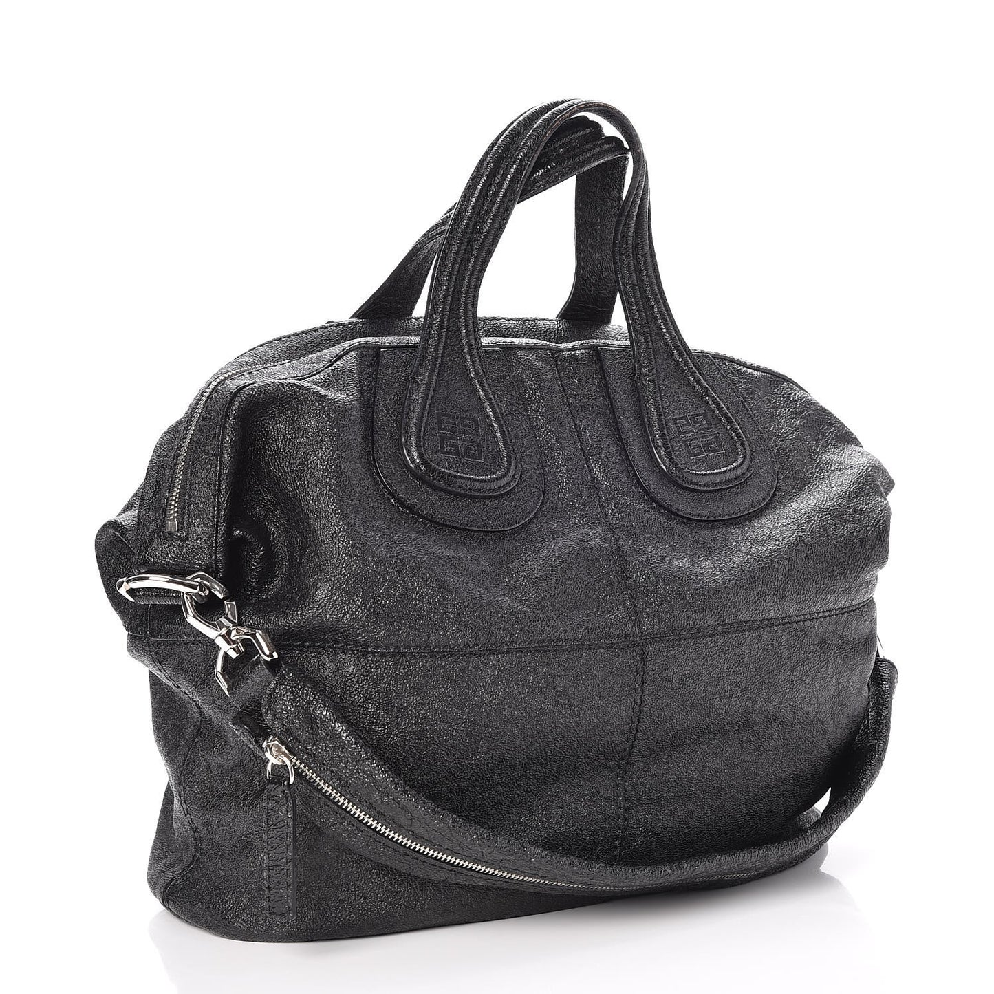 Glazed Pebbled Calfskin Medium Nightingale Black