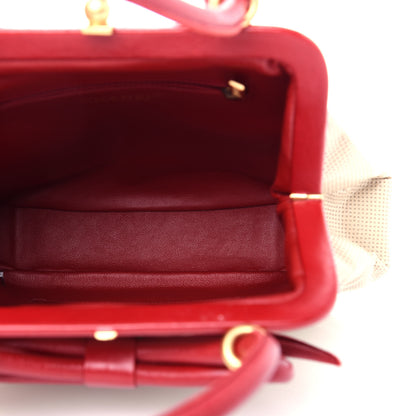 Chanel Perforated Lambskin Kiss Lock Light Beige Red 5 of 12