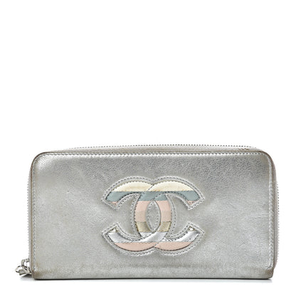 Chanel Metallic Calfskin Large Zip Around Wallet Silver 1 of 18