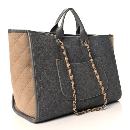 Chanel Wool Felt Large Deauville Tote Grey Beige 3 of 10