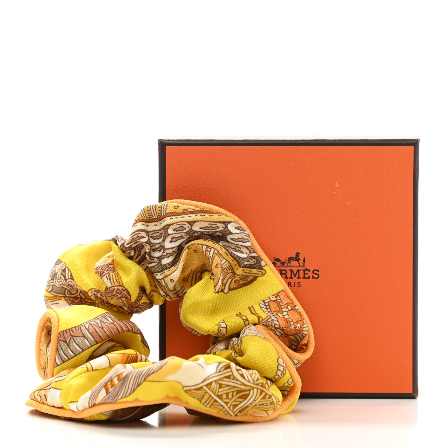 Hermes Silk Patchwork Claudia Scrunchie Multicolore Jaune 4 of 4