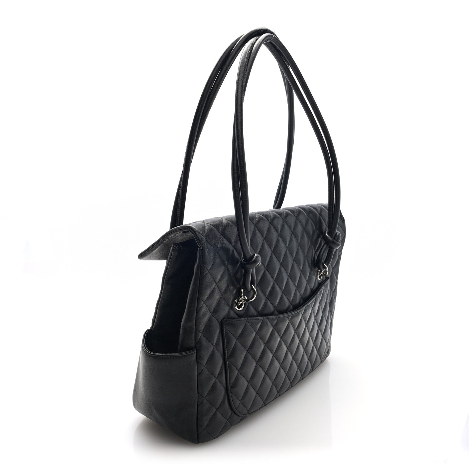 Chanel Calfskin Quilted Large Cambon Flap Black White 3 of 10
