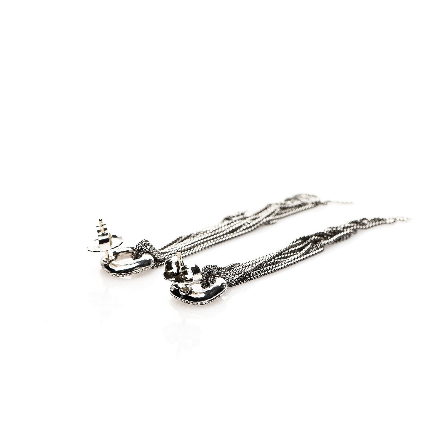 Sterling Silver Pave Diamond Lariat Waterfall Earrings