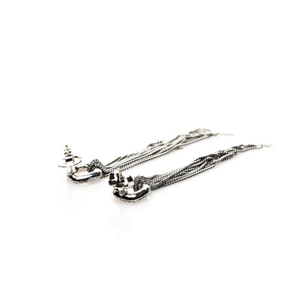 David Yurman Sterling Silver Pave Diamond Lariat Waterfall Earrings 3 of 4