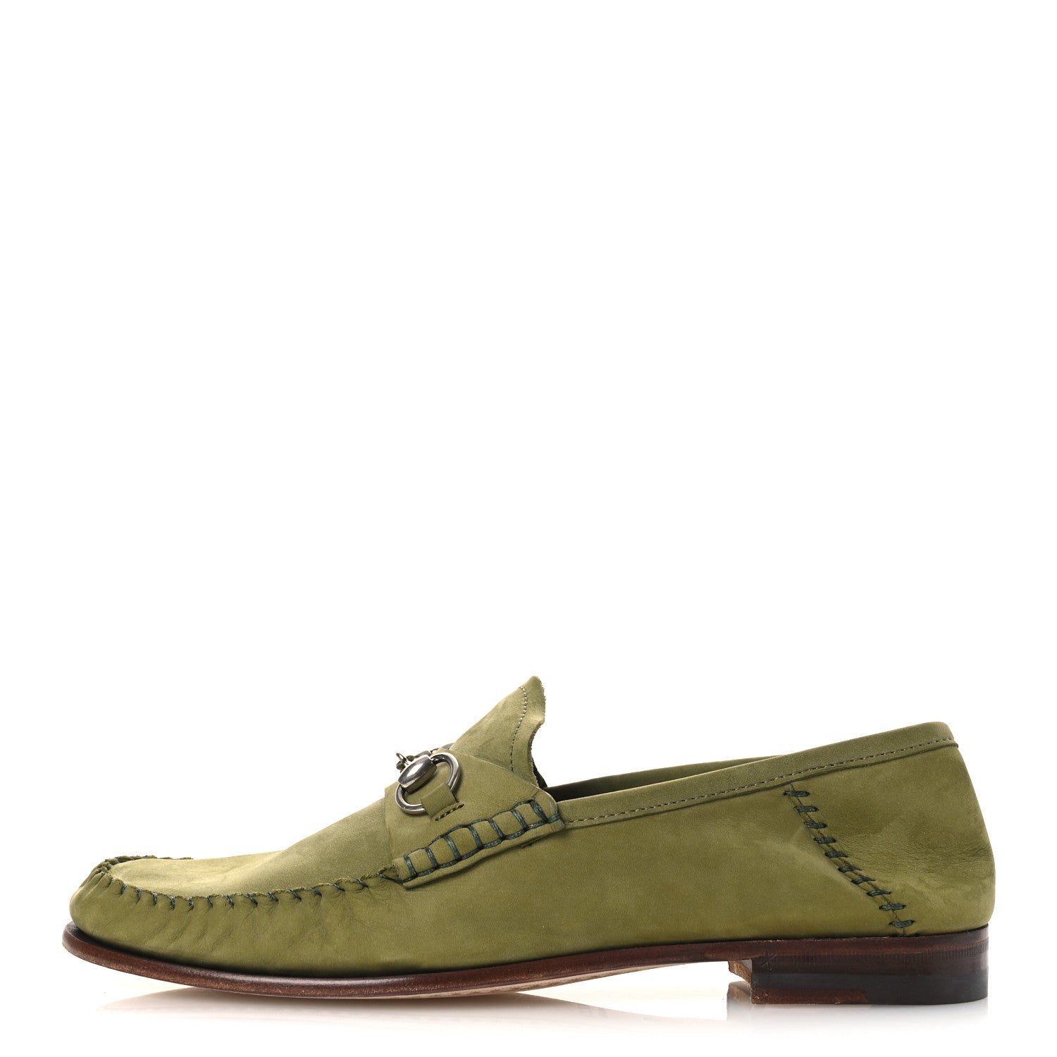 Gucci Nubuck Womens Horsebit Loafers 37 Herbs Light Green 1 of 12