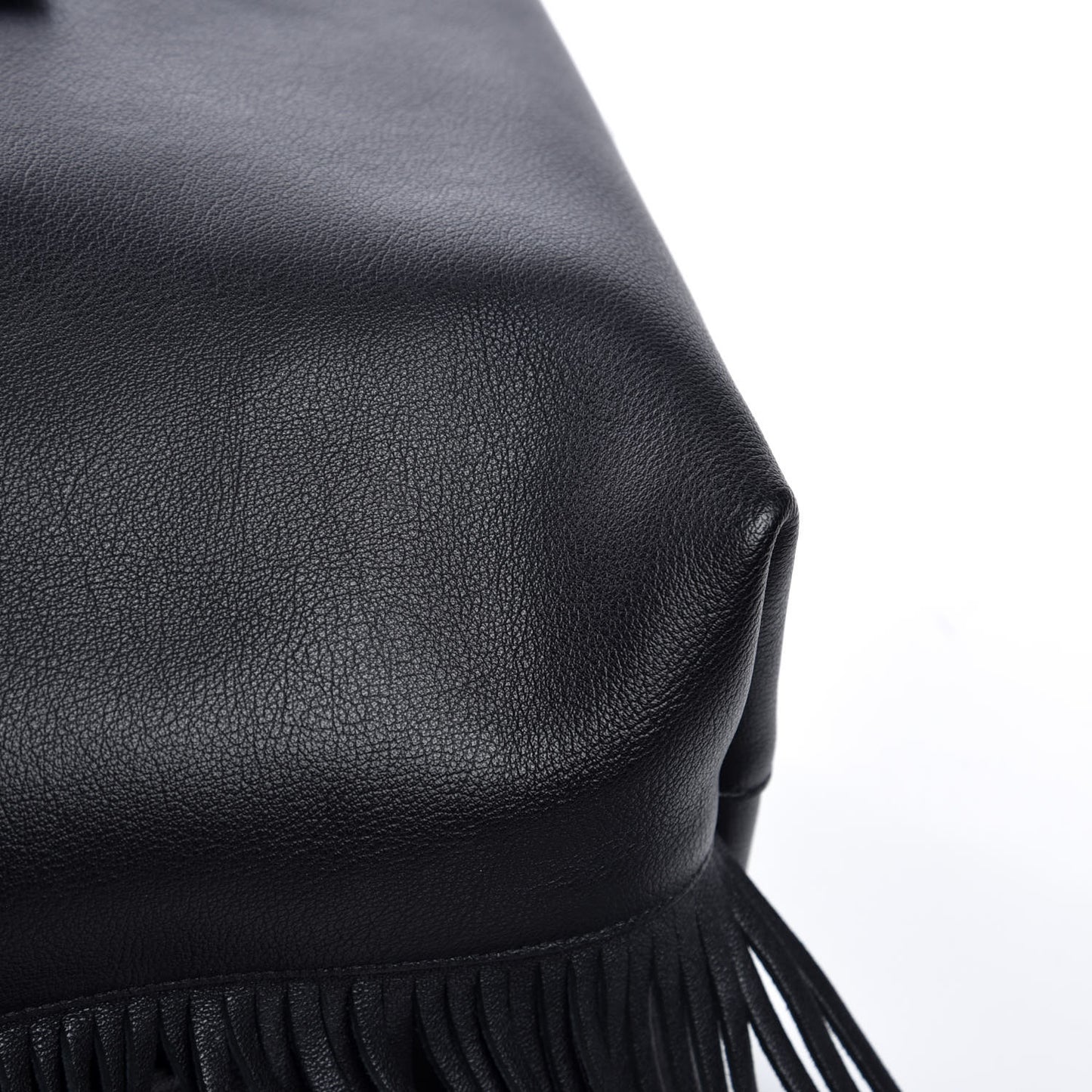 Calfskin Large Fringe Shopping Tote Black