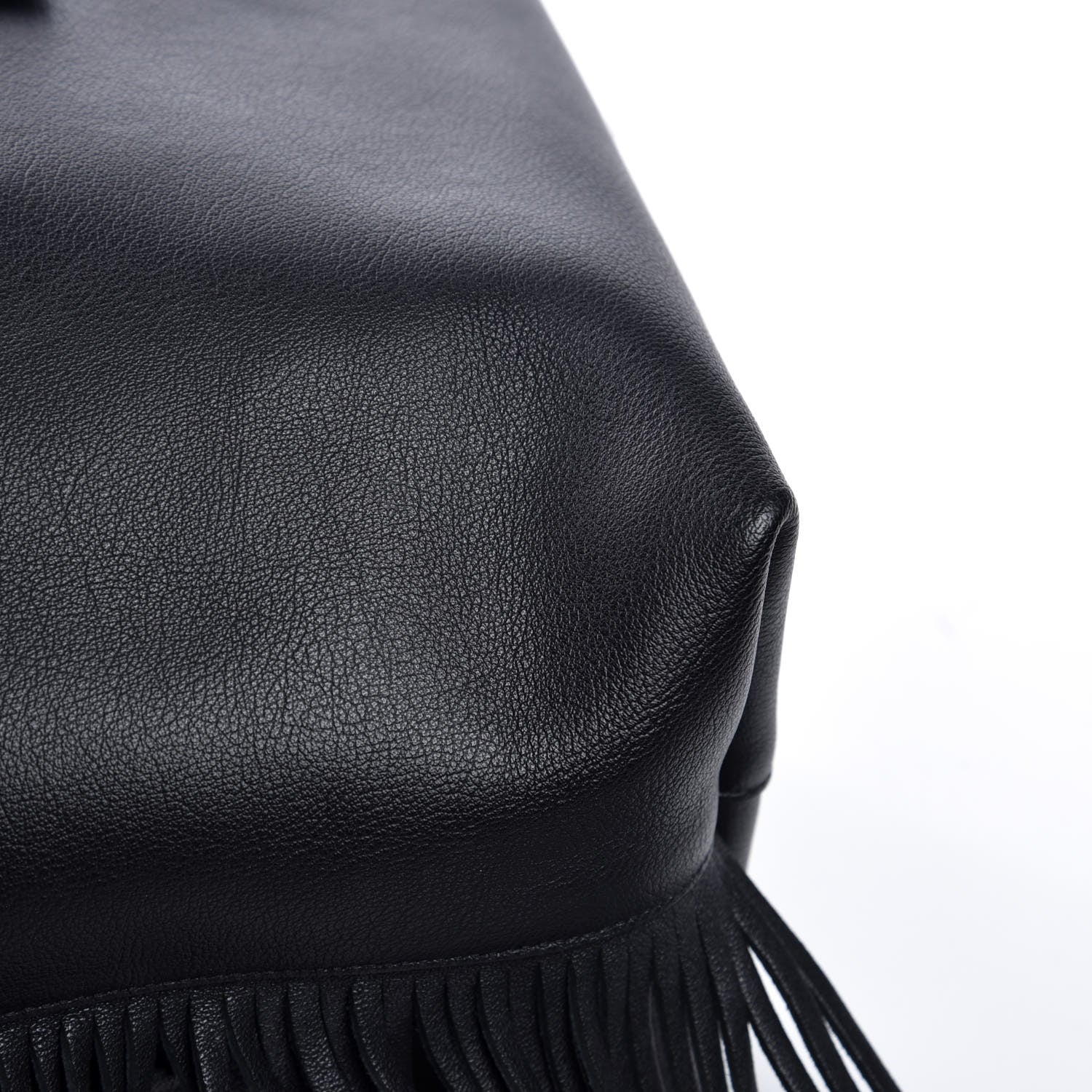 Saint Laurent Calfskin Large Fringe Shopping Tote Black 10 of 10