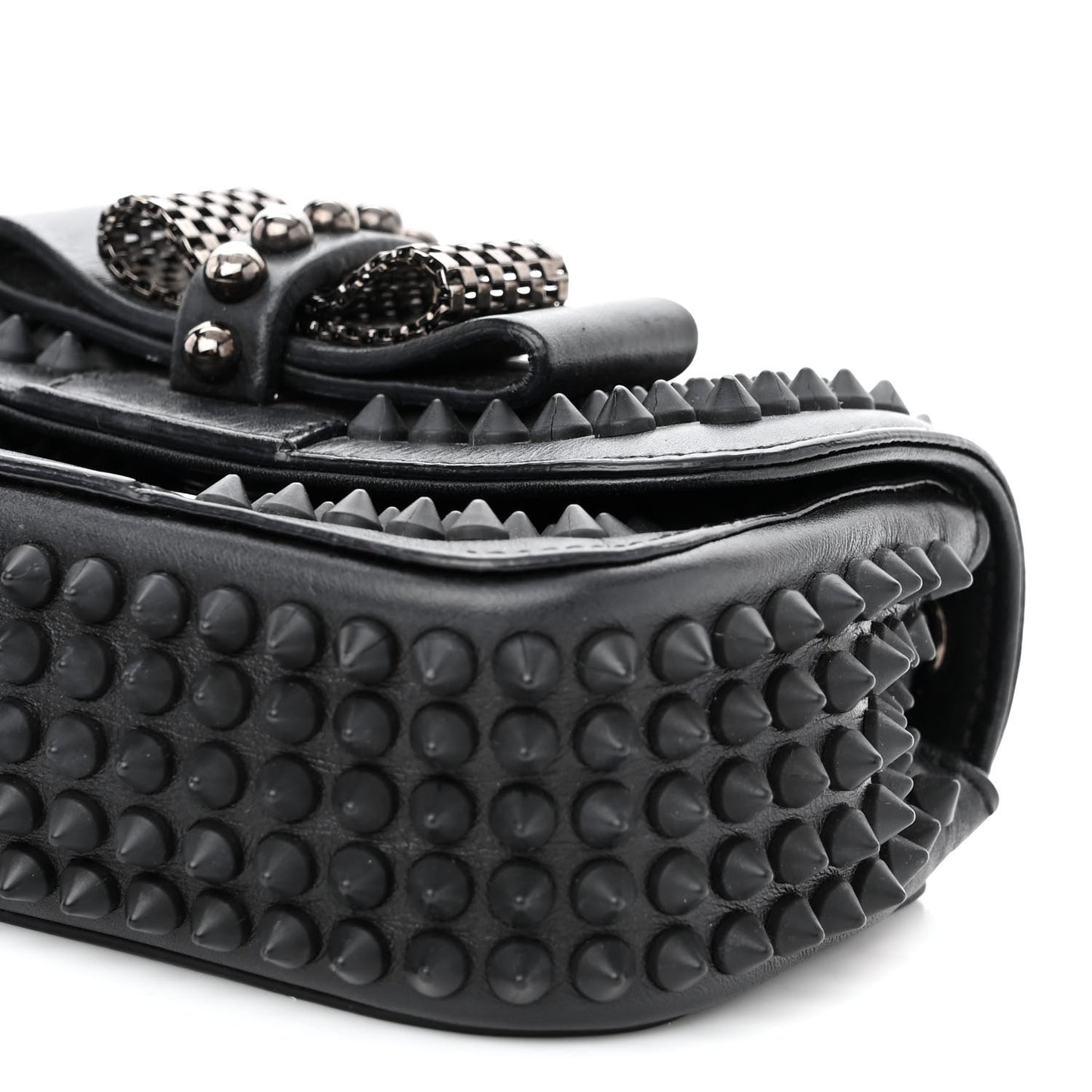 Calfskin Spikes Sweety Charity Crossbody Bag Black