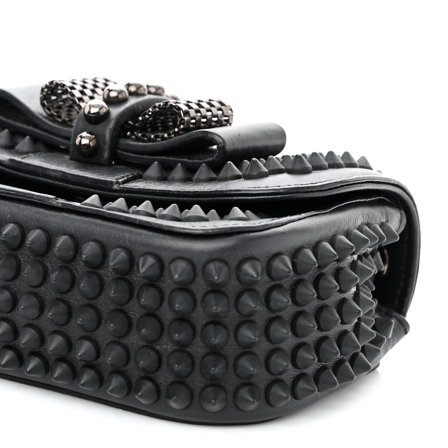 Christian Louboutin Calfskin Spikes Sweety Charity Crossbody Bag Black 9 of 9