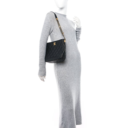 Chanel Caviar Quilted Twist Your Buttons Hobo Black 2 of 12