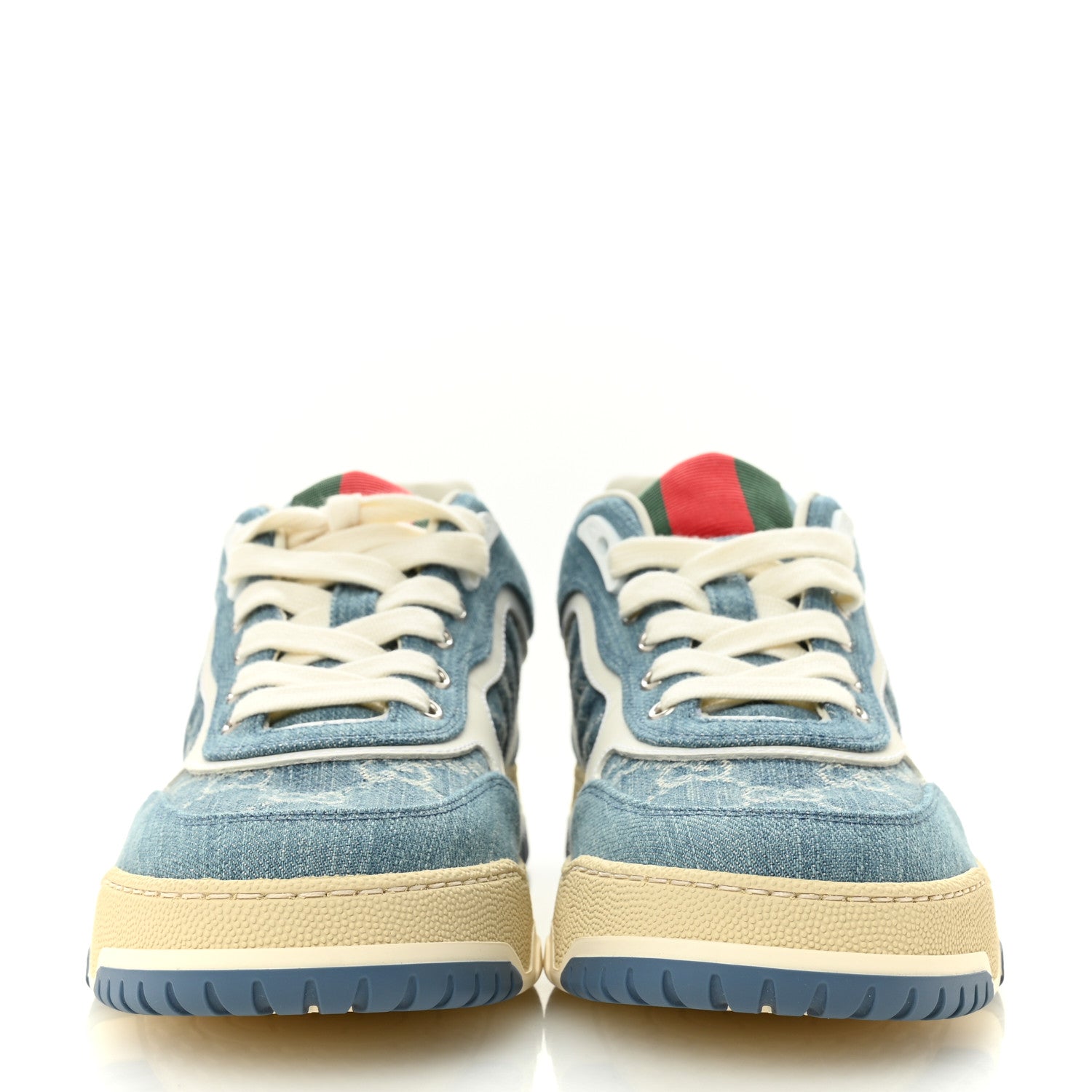 Gucci New Denim Delave GG Monogram Womens Re-Web Sneakers 40 Light Blue Royale 3 of 9