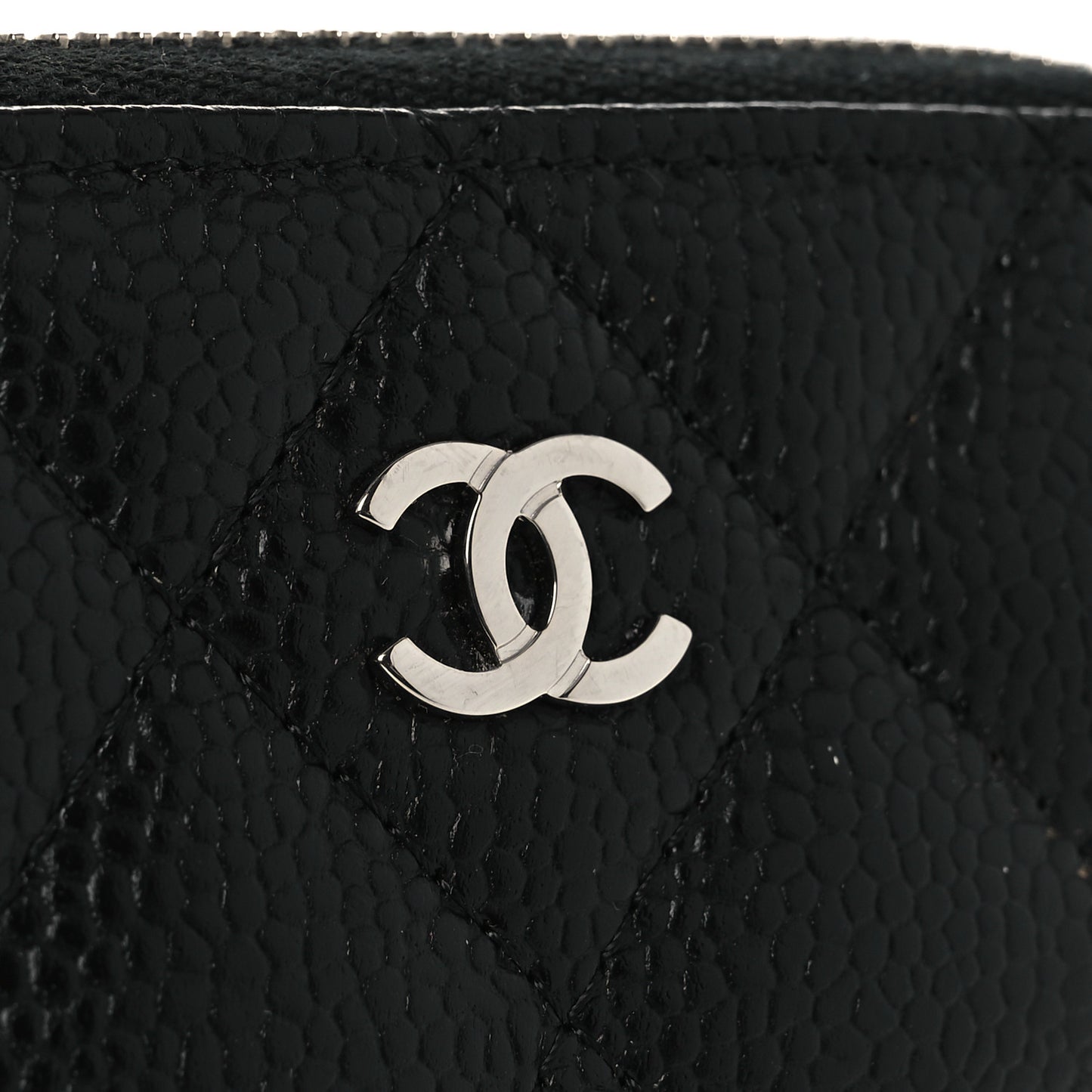 Caviar Quilted Zip Coin Purse Black