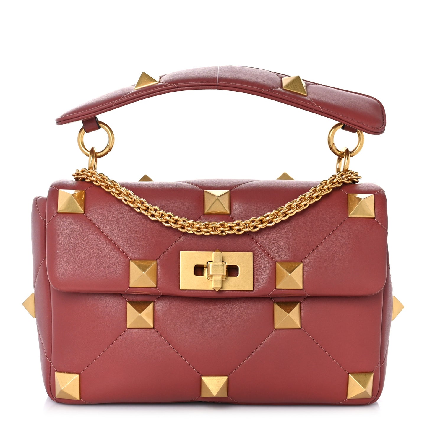 Nappa Medium Roman Stud Shoulder Bag Gingerbread