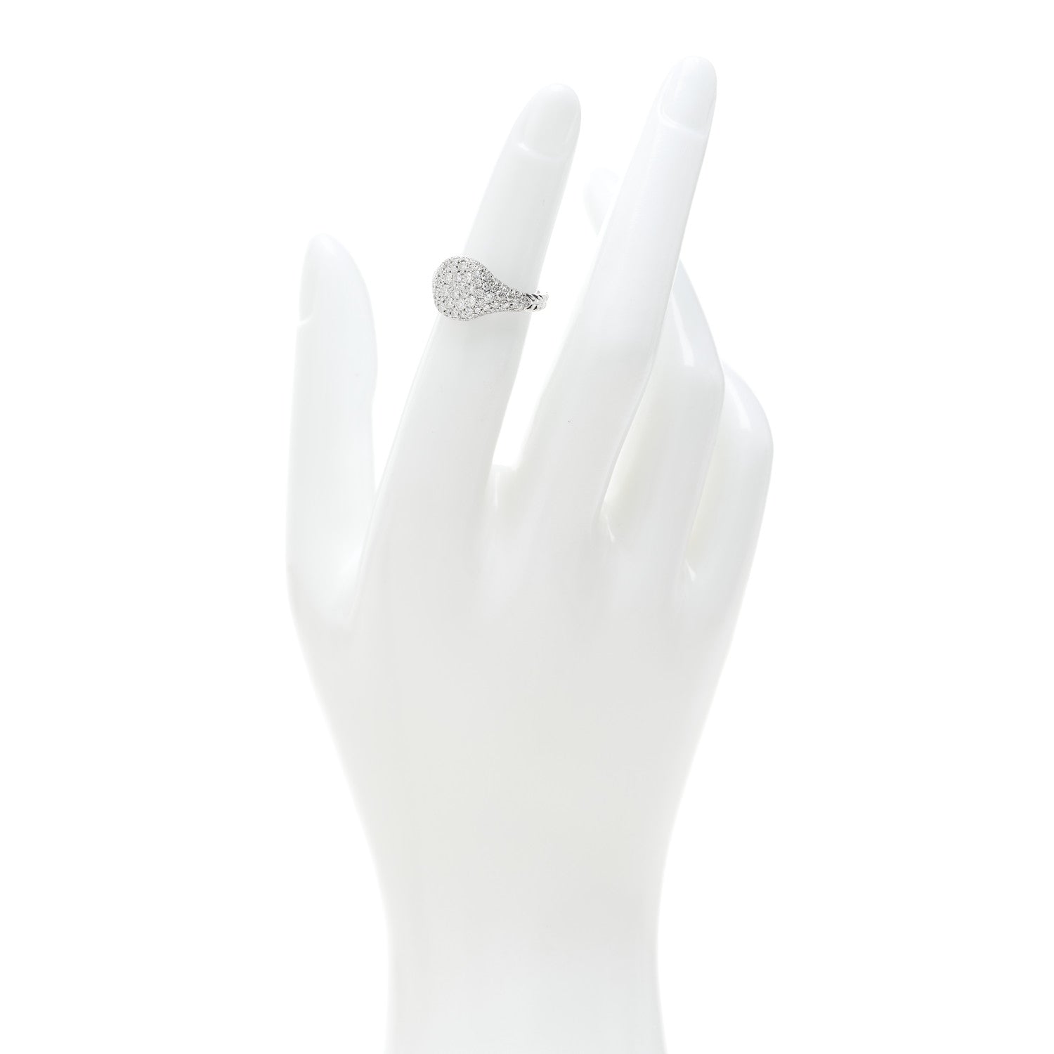 David Yurman 18K White Gold Diamond Pave Pinky Ring 46 3.75 2 of 6