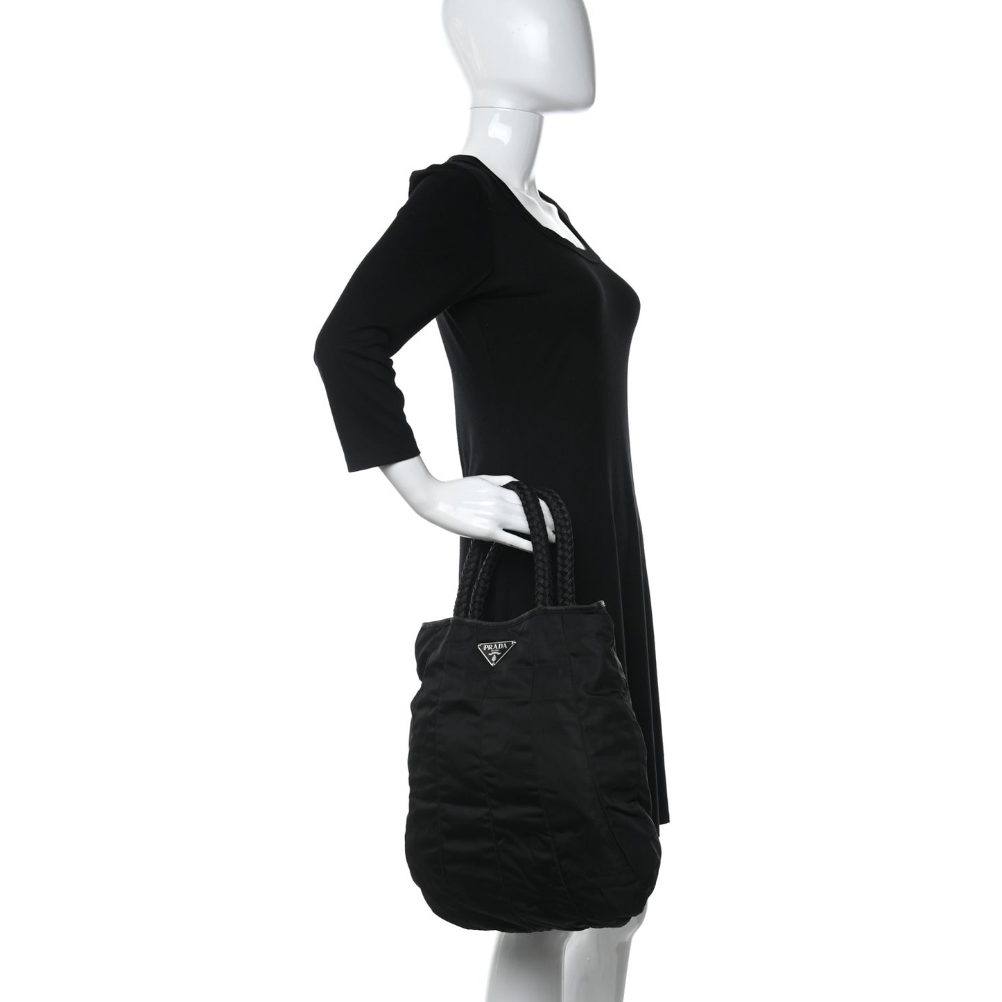 Tessuto Nylon Braided Tote Black