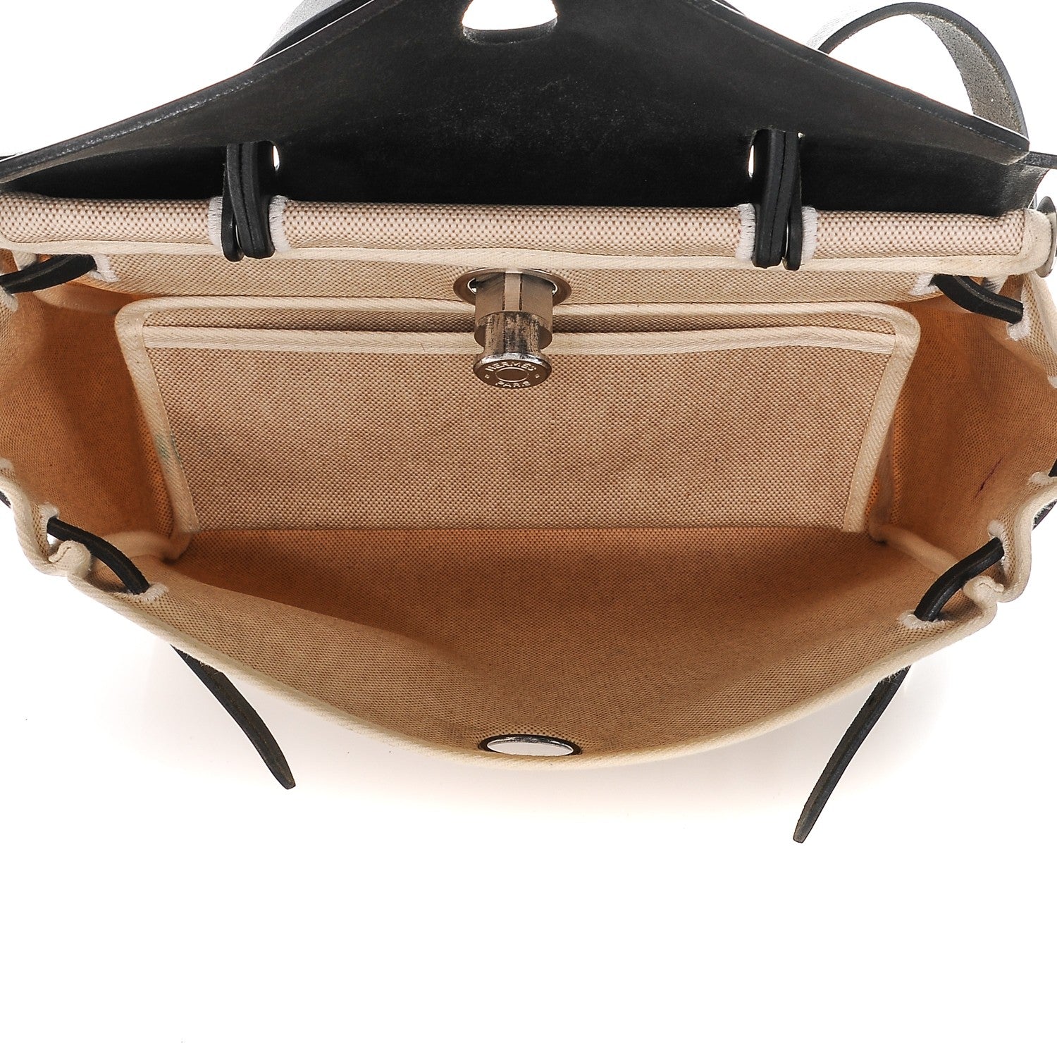 Hermes Toile Vache Calfskin Herbag 30 PM Natural Black 5 of 9