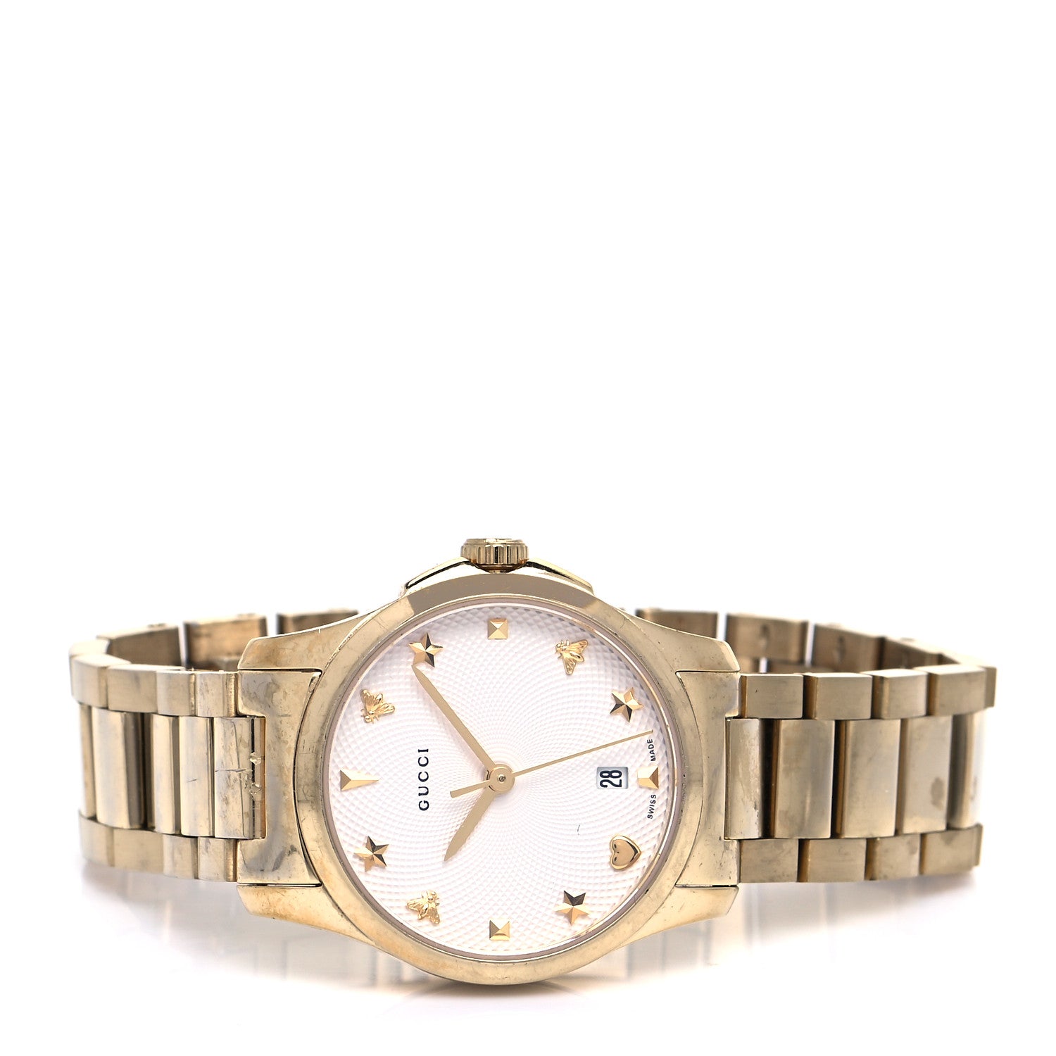 Gucci Stainless Steel 27mm G-Timeless Charm Quartz Watch Gold 2 of 5
