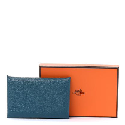 Hermes Chevre Mysore Calvi Card Case Vert Bosphore 8 of 8