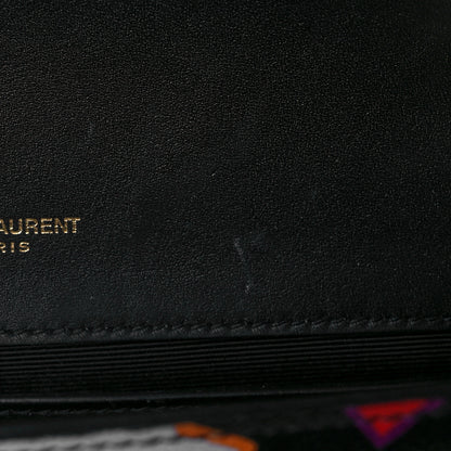 Saint Laurent Grain De Poudre Small Monogram Shapes Print Kate Satchel Black 10 of 12