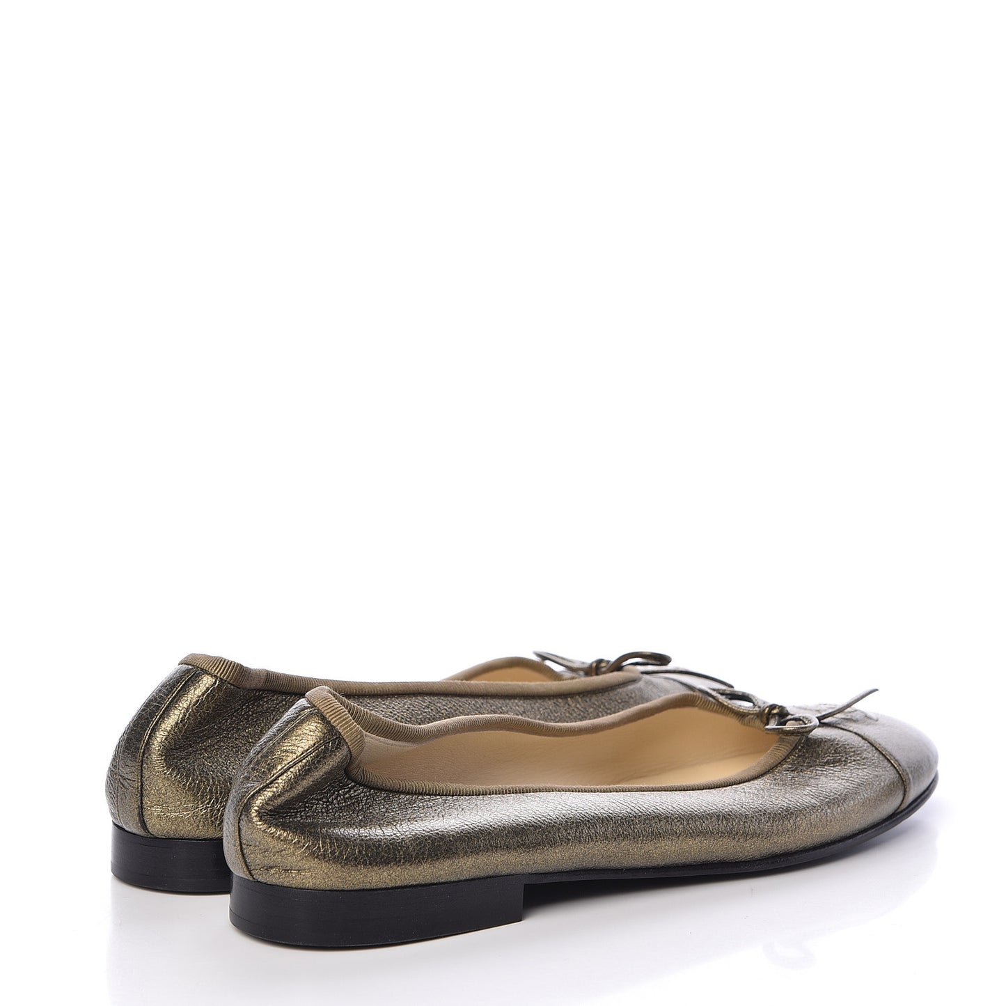 Metallic Calfskin Cap Toe CC Ballerina Flats 40 Gold