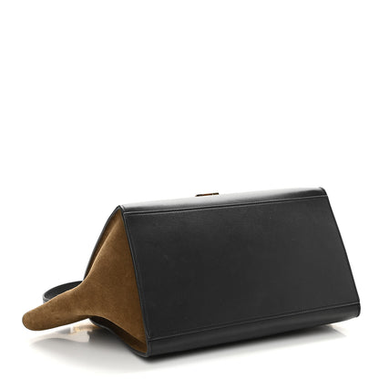Celine Smooth Calfskin Suede Medium Tri-Color Trapeze Cream Black Brown 4 of 16