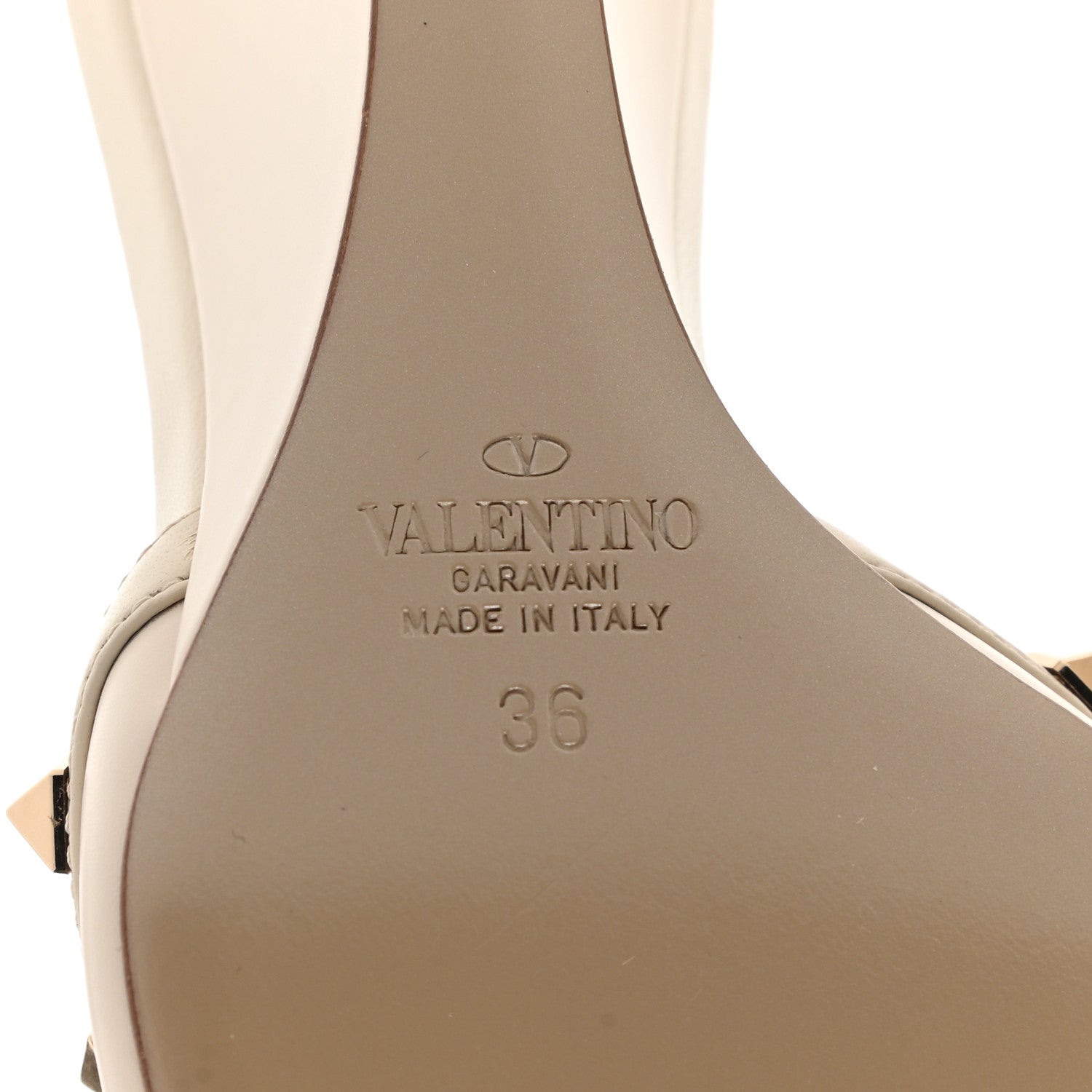 Valentino Garavani Calfskin Nappa Rockstud Wedge Sandals 36 Light Ivory 6 of 9