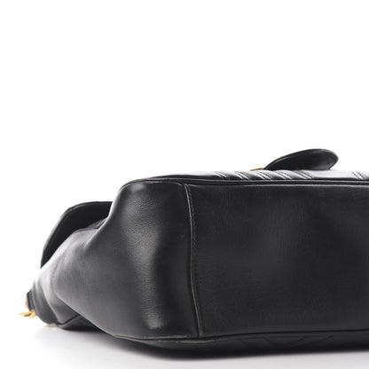 Gucci Calfskin Matelasse Medium GG Marmont Top Handle Shoulder Bag Black 4 of 10