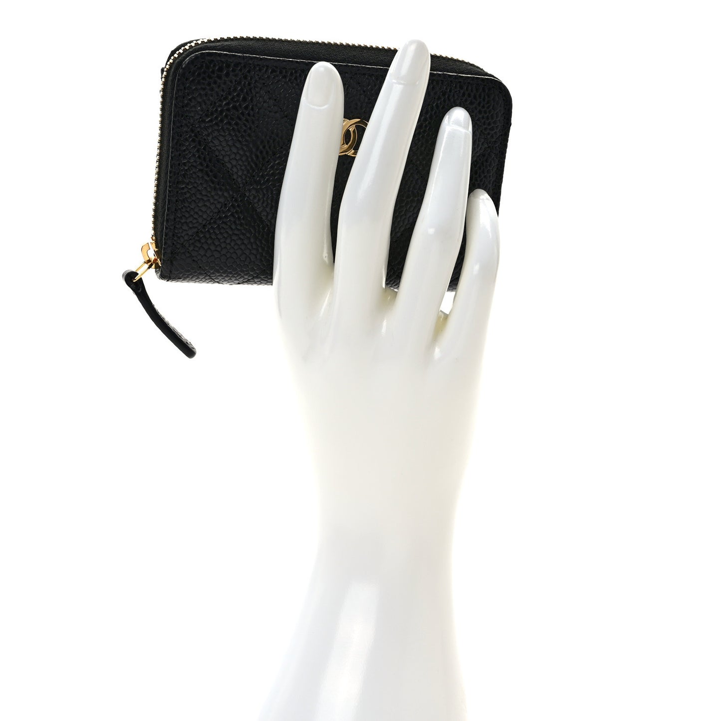 Caviar Quilted Zip Coin Purse Black