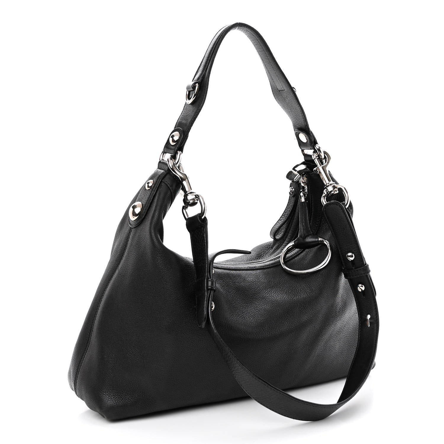 Gucci Calfskin Icon Bit Medium Hobo Black 3 of 12