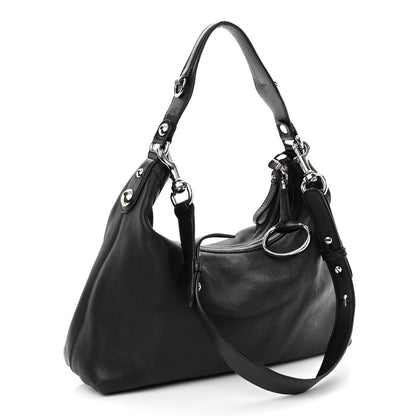 Gucci Calfskin Icon Bit Medium Hobo Black 3 of 12
