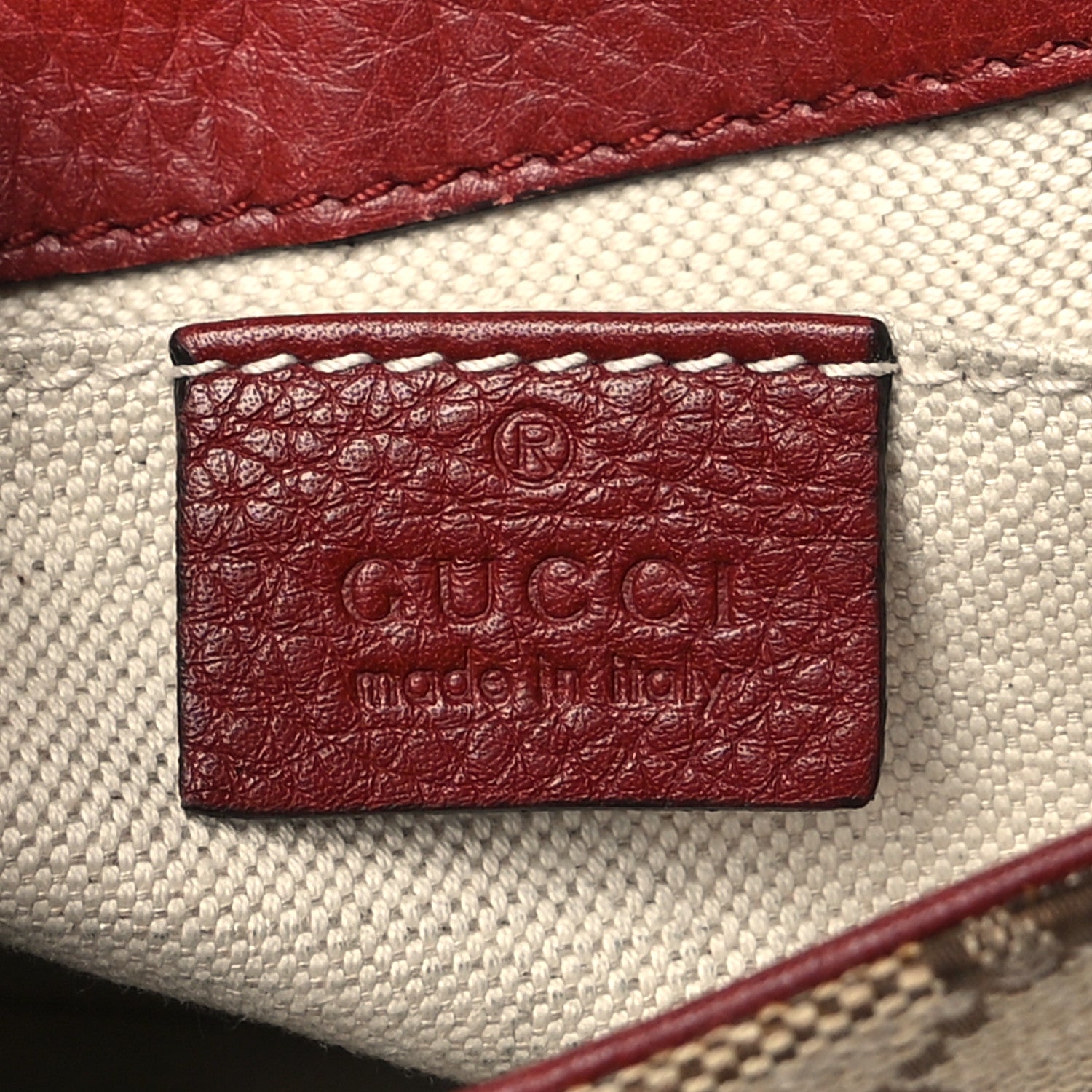 Gucci Monogram Pebbled Calfskin Web Small Dressage Shoulder Bag Red 6 of 12