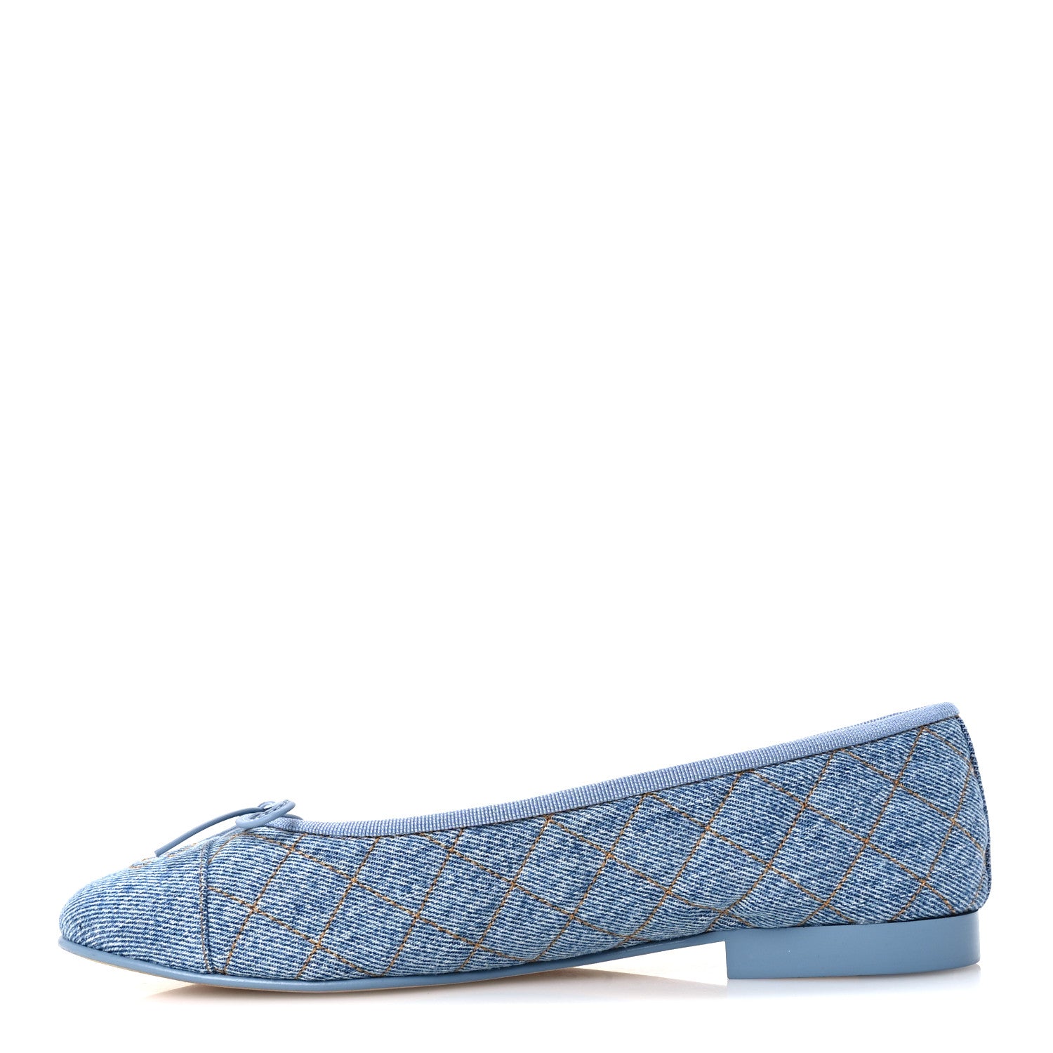 Chanel Denim Quilted CC Cap Toe Ballerina Flats 40 Light Blue 1 of 10