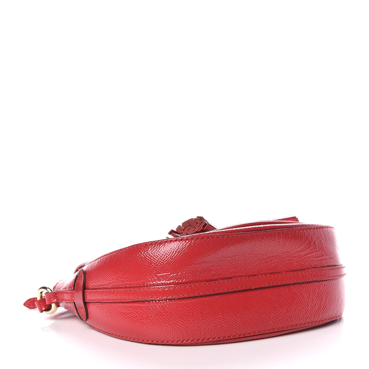 Burberry Patent Calfskin Haymarket Check Maydown Crossbody Bag Red 4 of 19