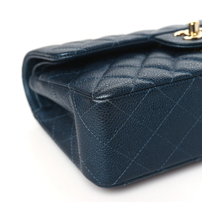 Chanel Iridescent Caviar Quilted Small Double Flap Dark Blue 9 of 10