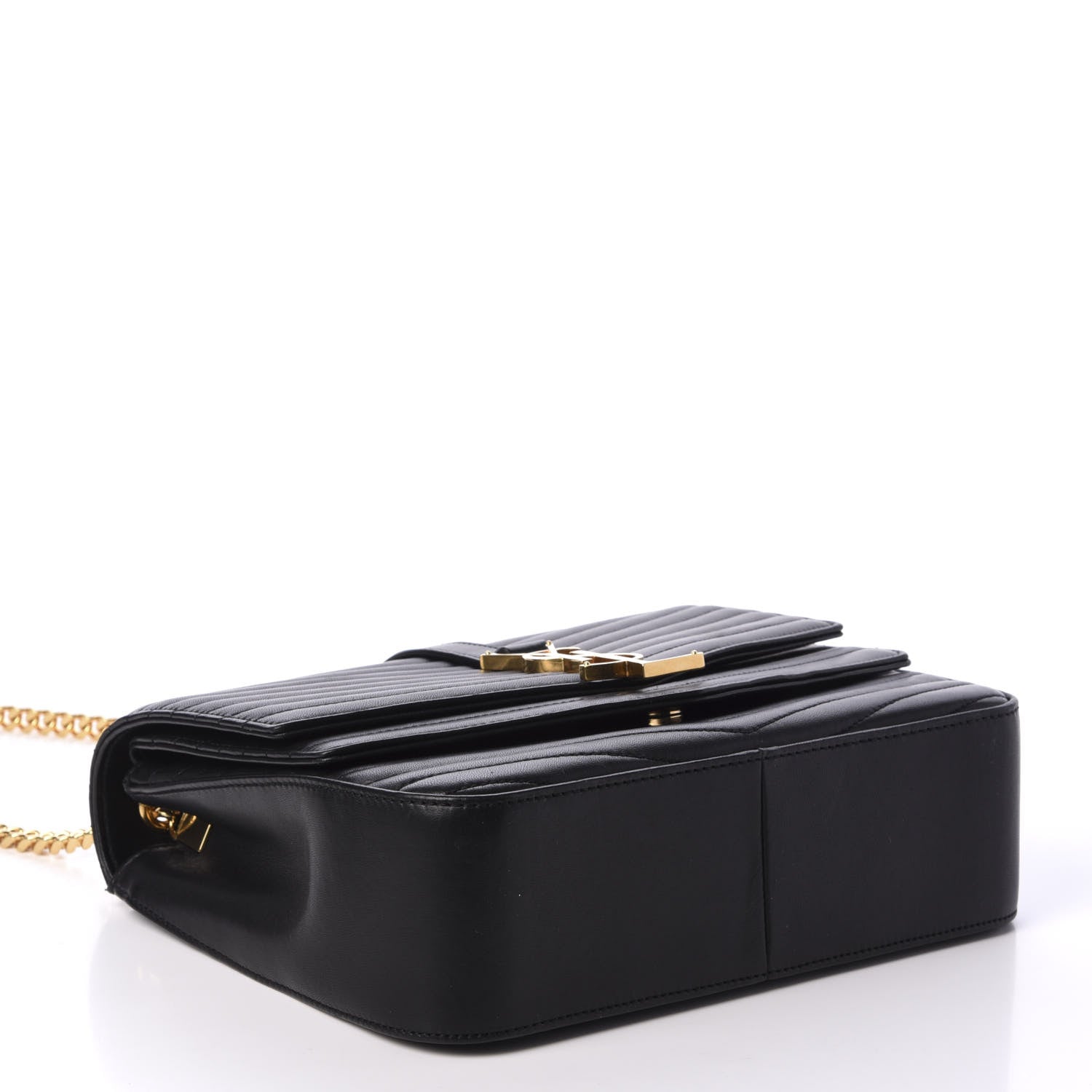 Saint Laurent Lambskin Matelasse Chevron Monogram Medium Sulpice Bag Black 4 of 12