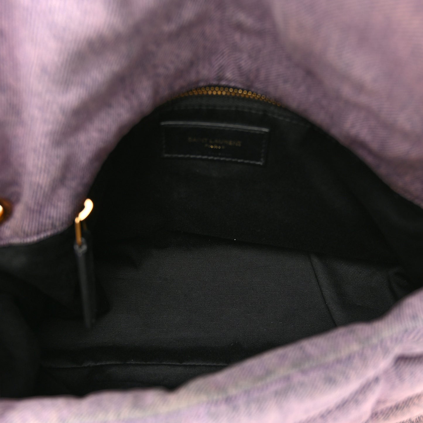 Denim Quilted Small Loulou Puffer Monogram Chain Satchel Bleached Lilac