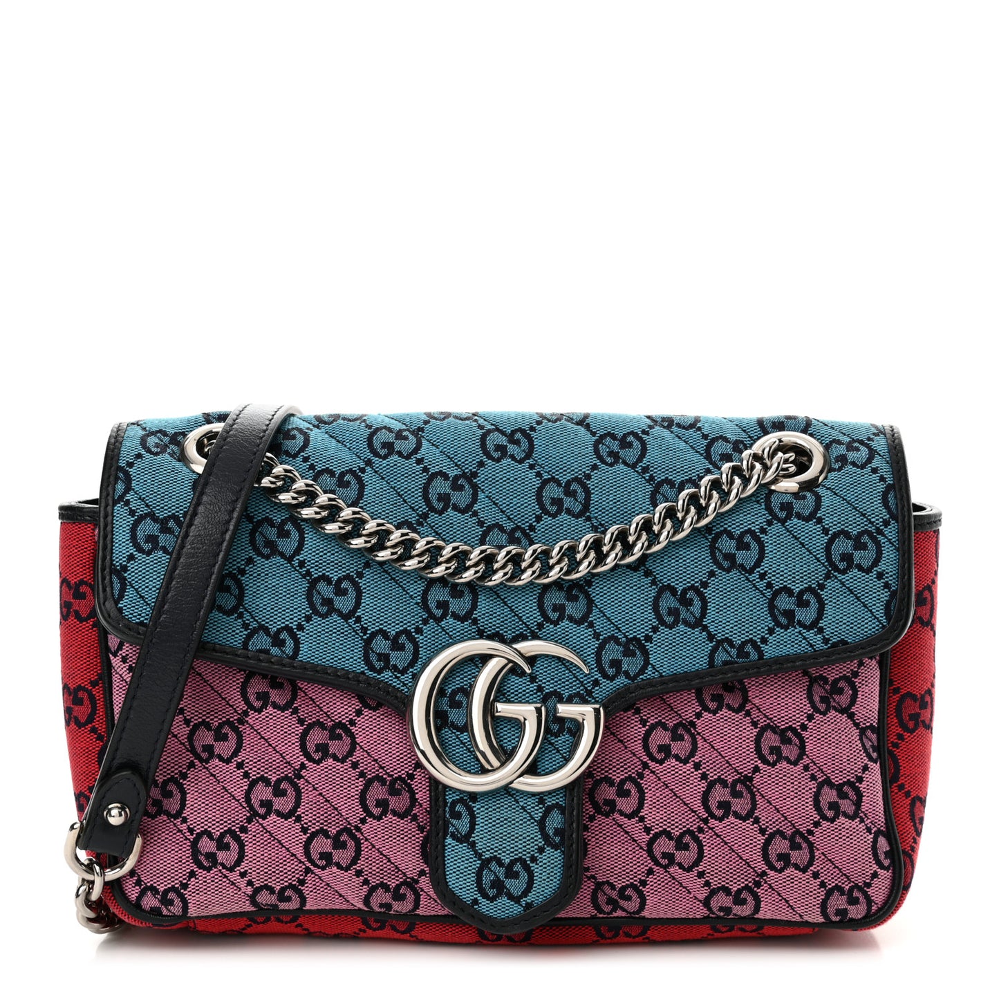 Monogram Multicolor Matelasse Diagonal Small GG Marmont Shoulder Bag Light Blue Pink Blue Green Red
